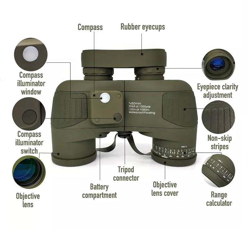 7X50 10X50 Russian Optical Baigish Binoculars of Center Focus Telescope